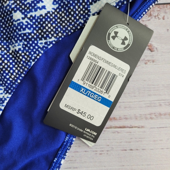 UNDER ARMOUR Blue Threadbone Microthread Printed Bikini Swim Bottom Size XL - Picture 7 of 10